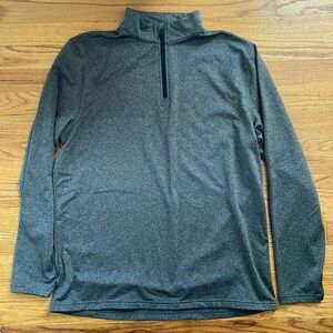 TSLA Men Grey Quarter Zip Performance Fabric Fleece Lined Base Layer Ski M